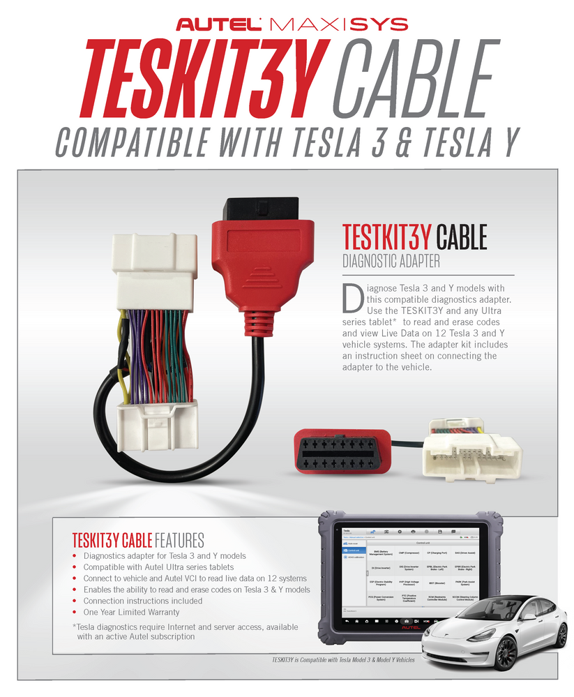 Autel TESKIT3Y diagnostic adapter for models 3 and