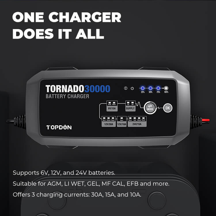 TOPDON T30000 Intelligente Batterieladegerät KFZ Battery Charger 6V/12V/24V  30A